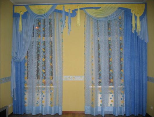 Синие сказочные шторы для детской